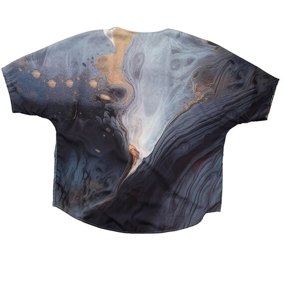 Abstract Print Kimono Open Cardigan Size XL Marble Print Loose Lightweight - Picture 1 of 5